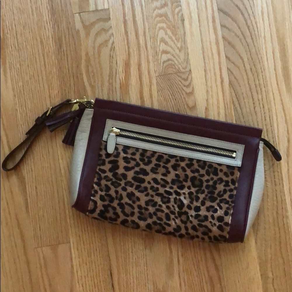 Coach Leather and Calf-hair large clutch